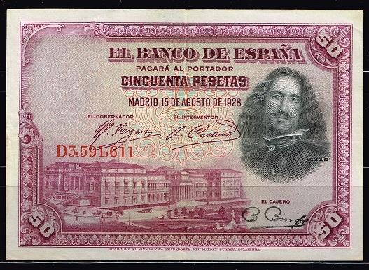Anverso de billete de 50 pesetas del Banco de Espa�a