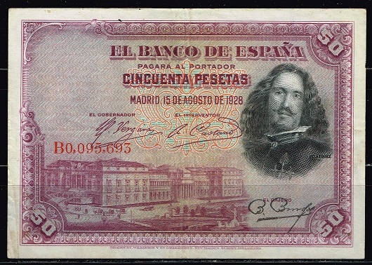 Anverso de billete de 50 pesetas del Banco de Espa�a