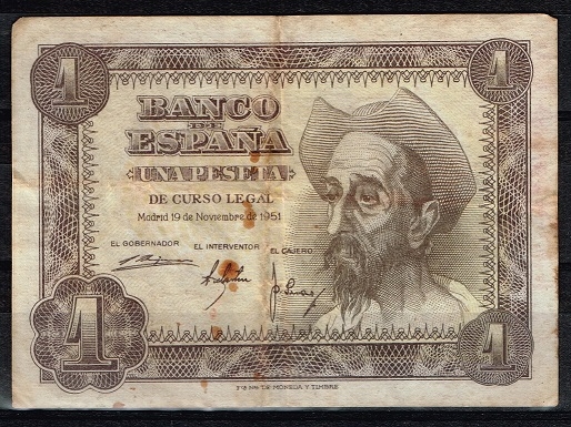 Anverso de billete de 1 peseta del Banco de Espa�a