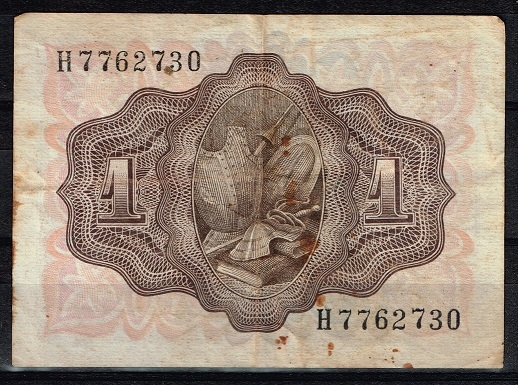 Reverso de billete de 1 peseta del Banco de Espa�a