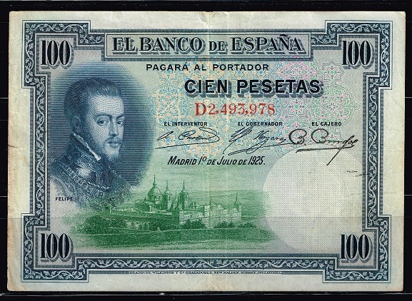Anverso de billete de 100 pesetas del Banco de Espa�a