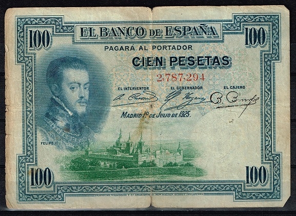 Anverso de billete de 100 pesetas del Banco de Espa�a