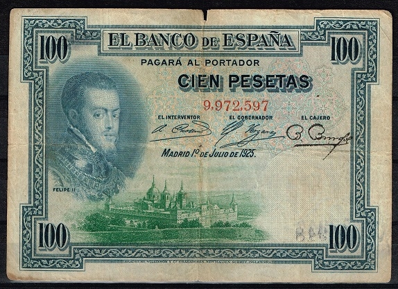 Anverso de billete de 100 pesetas del Banco de Espa�a