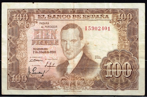 Anverso de billete de 100 pesetas del Banco de Espa�a