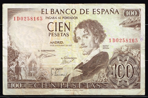 Anverso de billete de 100 pesetas del Banco de Espa�a