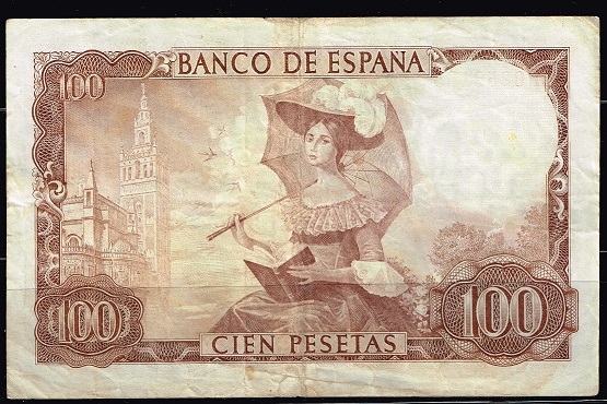 Reverso de billete de 100 pesetas del Banco de Espa�a