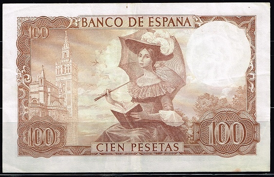 Reverso de billete de 100 pesetas del Banco de Espa�a