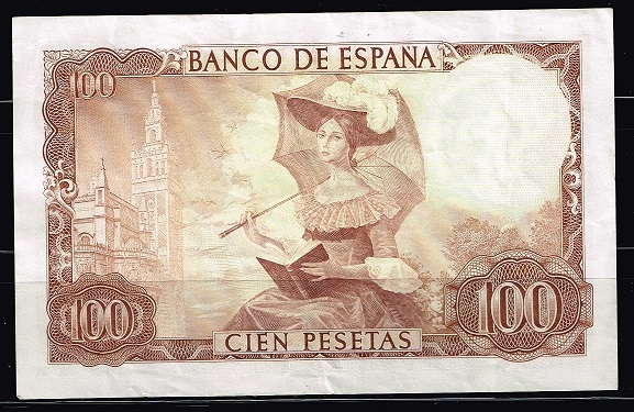 Reverso de billete de 100 pesetas del Banco de Espa�a