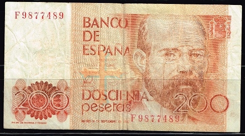 Anverso de billete de 200 pesetas del Banco de Espa�a