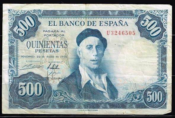Anverso de billete de 500 pesetas del Banco de Espa�a