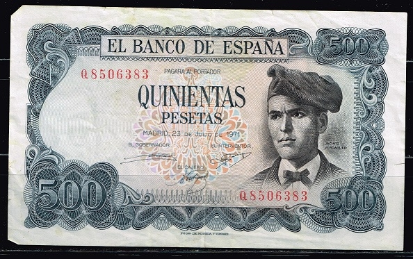 Anverso de billete de 500 pesetas del Banco de Espa�a