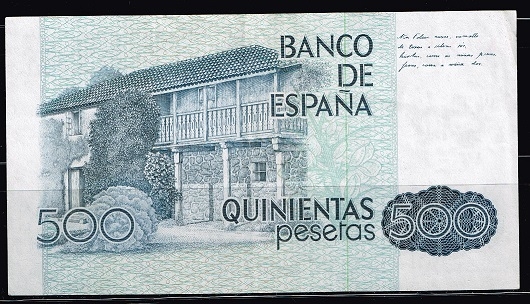 Reverso de billete de 500 pesetas del Banco de Espa�a