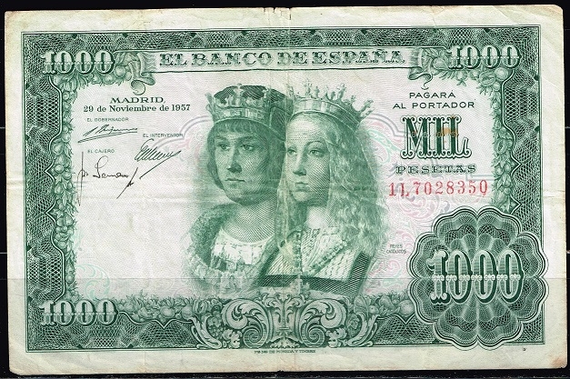Anverso de billete de 1.000 pesetas del Banco de Espa�a