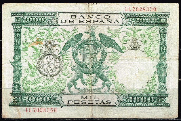 Reverso de billete de 1.000 pesetas del Banco de Espa�a