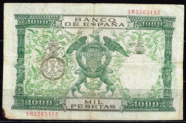 Reverso de billete de 1.000 pesetas del Banco de Espa�a