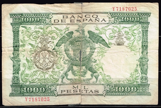 Reverso de billete de 1.000 pesetas del Banco de Espa�a