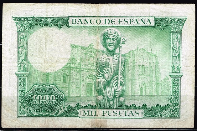 Reverso de billete de 1.000 pesetas del Banco de Espa�a