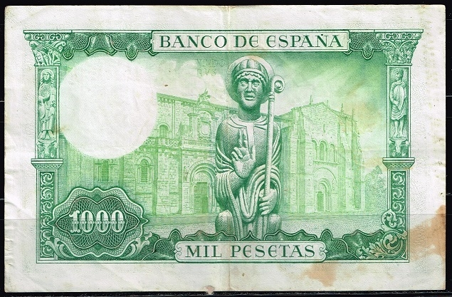 Reverso de billete de 1.000 pesetas del Banco de Espa�a