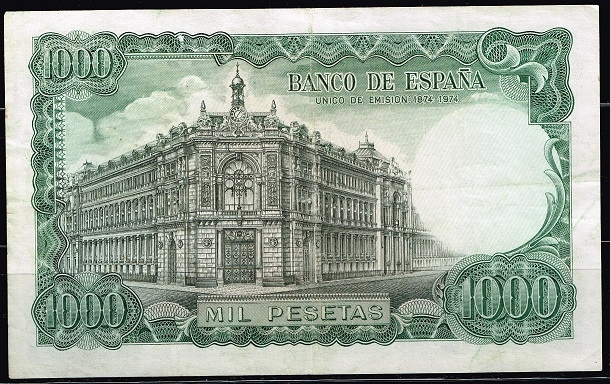 Reverso de billete de 1.000 pesetas del Banco de Espa�a