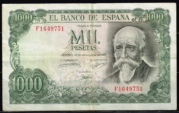 Anverso de billete de 1.000 pesetas del Banco de Espa�a
