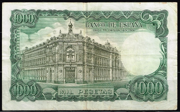 Reverso de billete de 1.000 pesetas del Banco de Espa�a