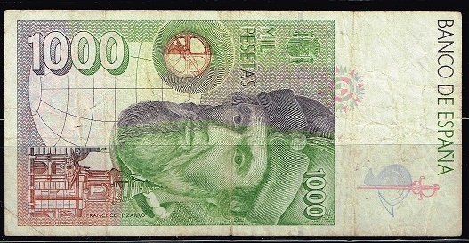 Reverso de billete de 1.000 pesetas del Banco de Espa�a