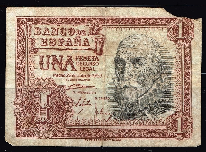 Anverso de billete de 1 peseta