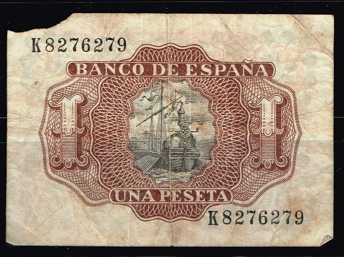 Reverso de billete de 1 peseta