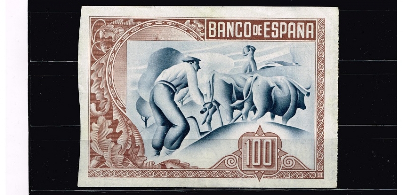 Reverso de billete de 100 pesetas. Bilbao
