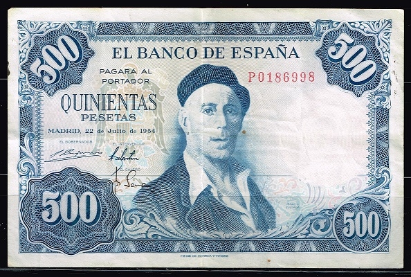 Anverso de billete de 500 pesetas. 