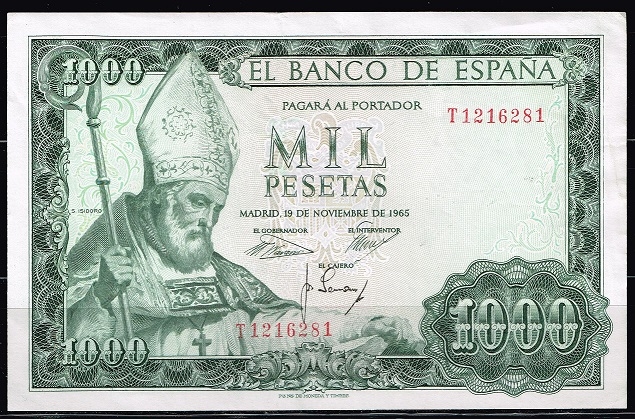 Anverso de billete de 1000 pesetas. 