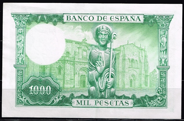Reverso de billete de 1000 pesetas. 