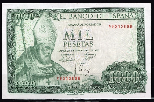 Anverso de billete de 1000 pesetas. 