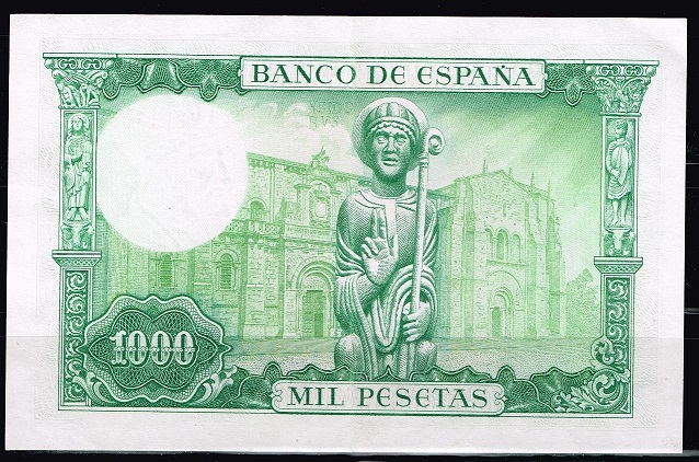 Reverso de billete de 1000 pesetas. 