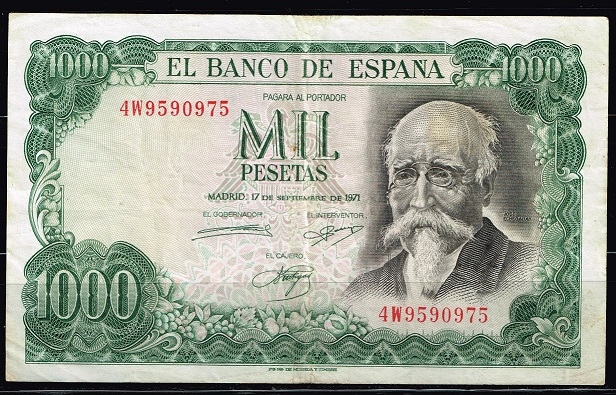 Anverso de billete de 1000 pesetas. 