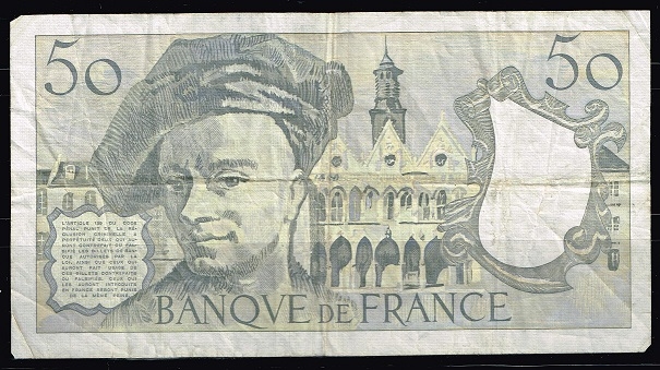 Reverso de billete de 50 francoss.