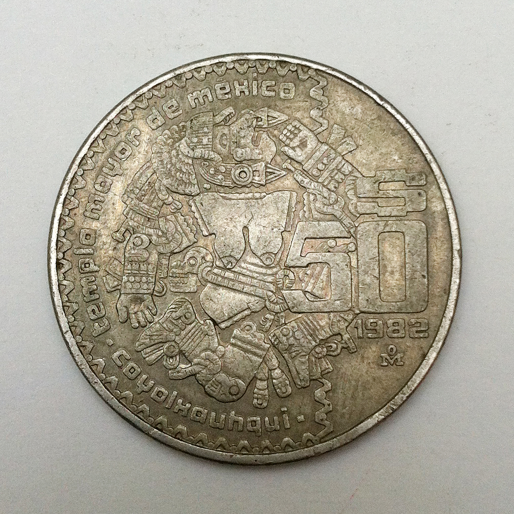 MONEDA 50 PESOS COYOLXAUHQUI 1982