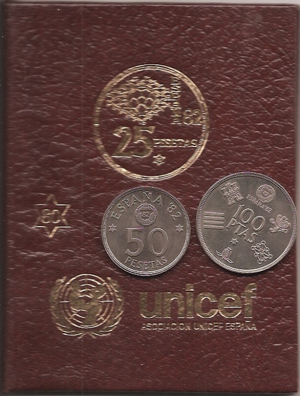 carterita 6 monedas Mundial 82  con aportaci�n a Unicef