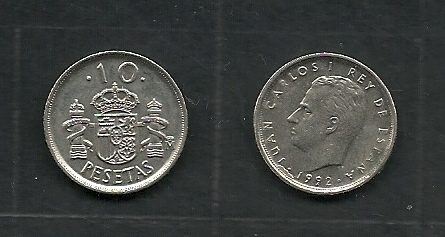 10 Ptas.Juan Carlos y Escudo de Armas