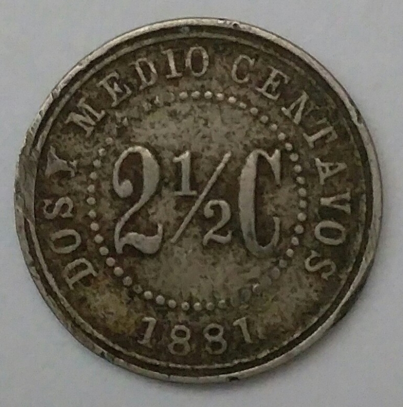 1881- 2 2/5 centavo