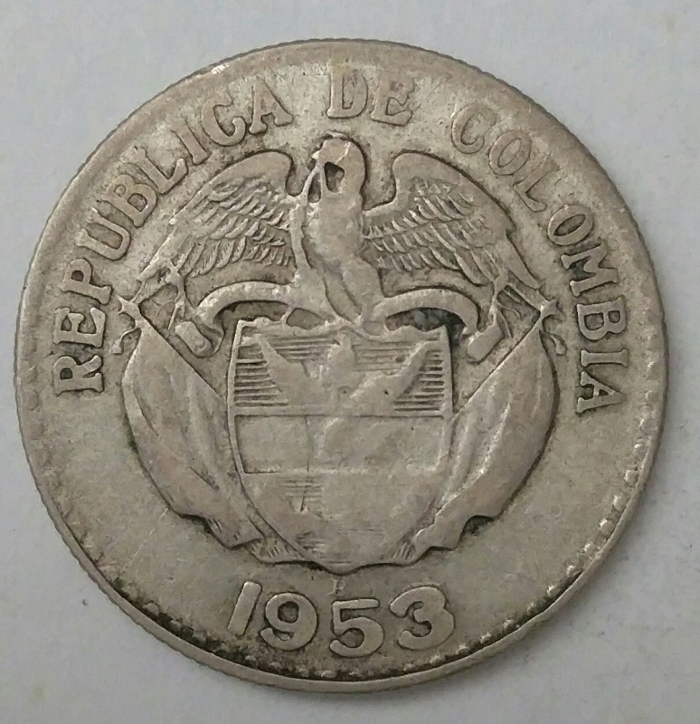 1953 plata 20 centavos