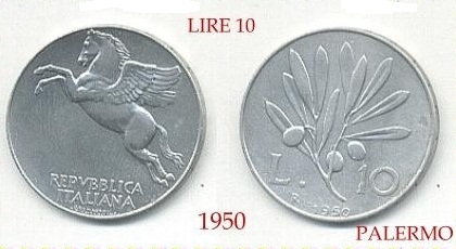 10 Lire   ITALIA  Palermo  1950