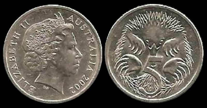 Australia: 5 Cents (Echidna) 2002 km401