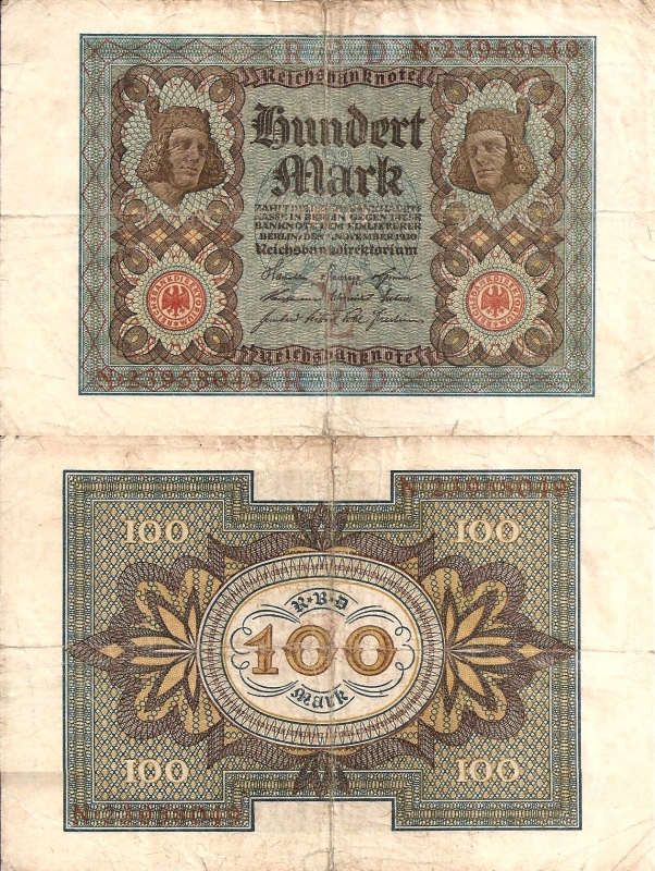 Alemania 100 Marcos  Nov 1, 1920 P-69b