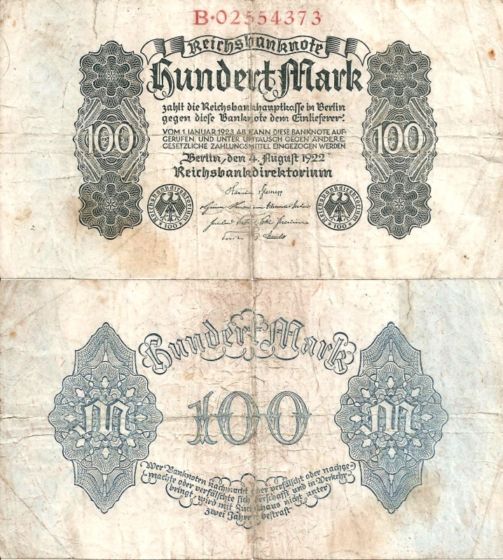Alemania 100 Marcos  Ago 1, 1922 P-75