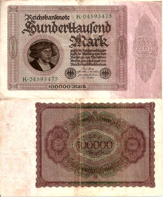 Alemania 100000 Marcos  Feb 1, 1923 P-83a/1