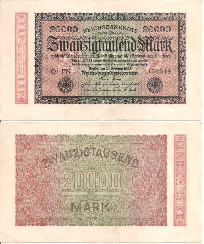 Alemania 20000 Marcos  Feb 20, 1923 P-85b