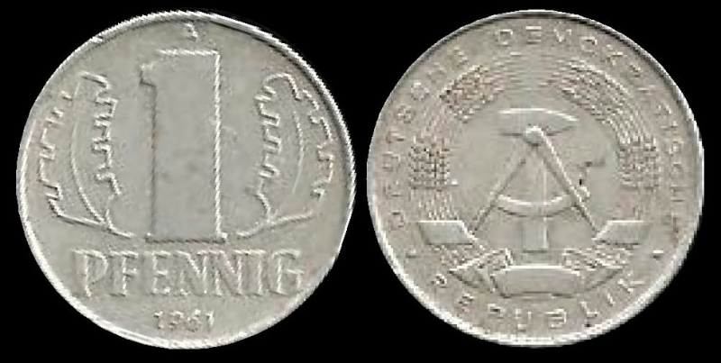 Alemania 1 Pfennig (large design) 1961 km8.1
