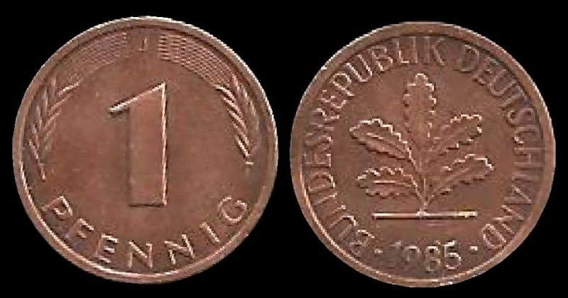Alemania 1 Pfennig (A, D, F, G, J) 1985 km105