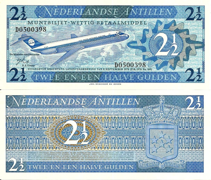 Netherlands Antilles 2� Gulden Sep 8,1970 P-21a